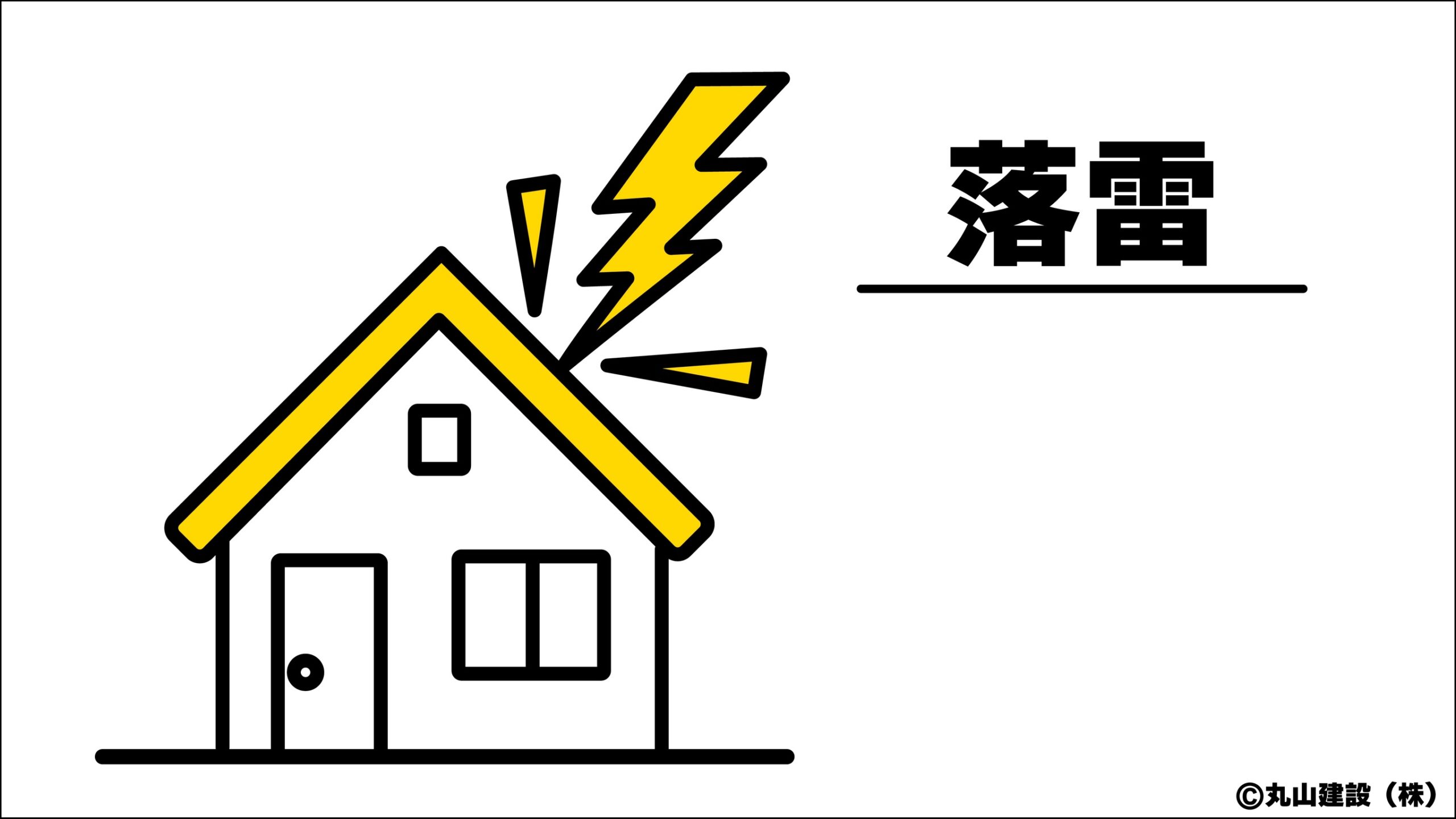 雷が建物に落下し家電に影響を与える様子をイメージ化した落雷被害の説明イラスト
