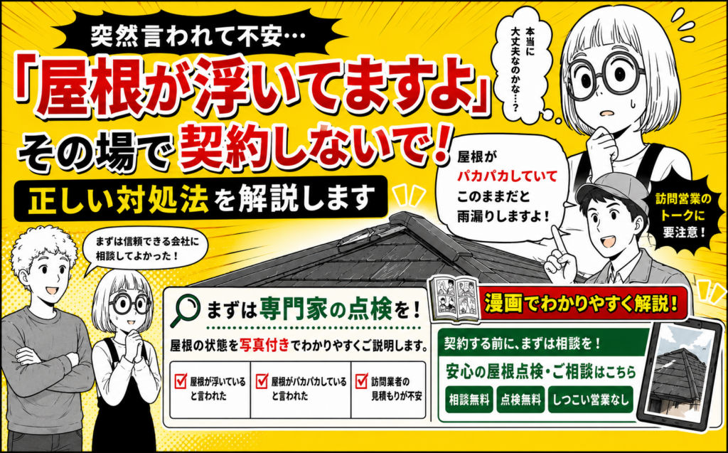 「お宅の屋根が浮いてますよ」と突然言われたら要注意｜訪問業…