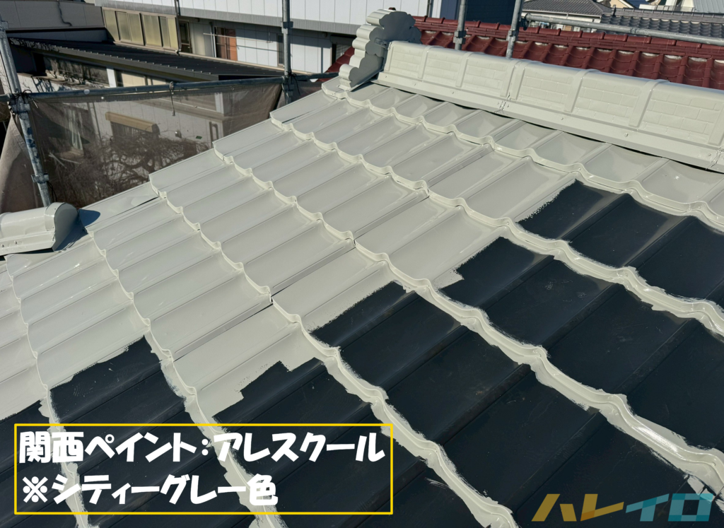 関西ペイントアレスクールのシティーグレーの実際の色が分かる写真