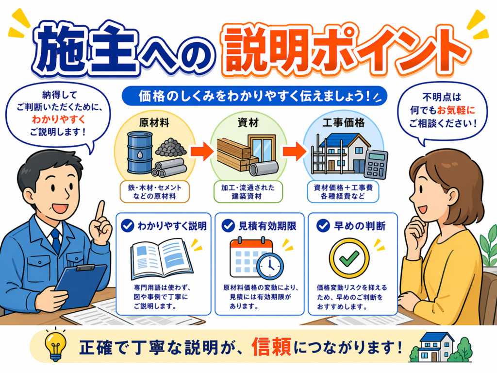 施主に説明するときの伝え方