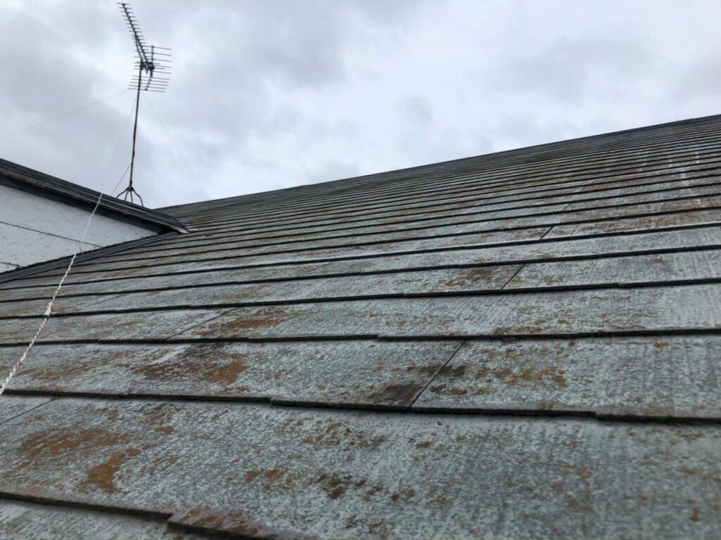黒ずみ汚れで防水性能の低下が疑われる屋根材